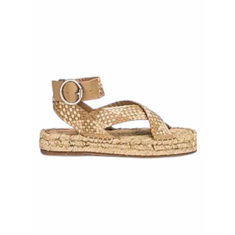 SAM EDELMAN Dakota Metallic Woven Espadrille Ankle Strap Sandals Gold Size 8.5